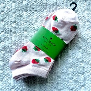 New Kate Spade 3 pairs low cut socks strawberry theme